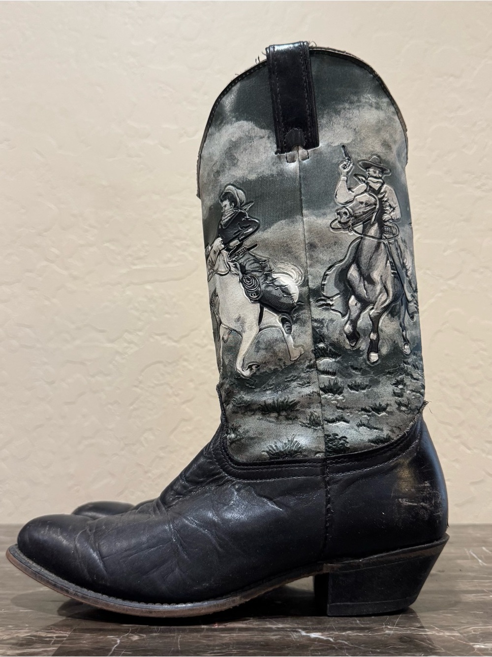 Vintage Durango Western Scene Embossed Cowboy Boots